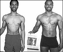 Links: Anthony Ellis Voordat Zijn Programma Begon. Rechts: Anthony Ellis Nadat Hij Zijn Eigen Programma Twaalf Weken Had Gevolgd. Bestel Nu!