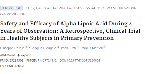 Wat gebeurt er als je 4 jaar lang alpha-lipoic acid gebruikt?