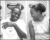 Tim Montgomery (l), Marion Jones (r)